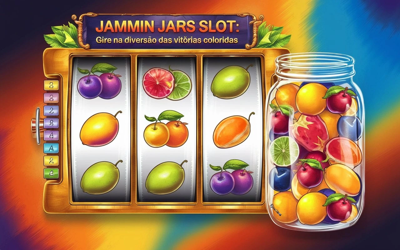 on image text 'Jammin Jars Slot: Gire na Diversão das Vitórias Coloridas'